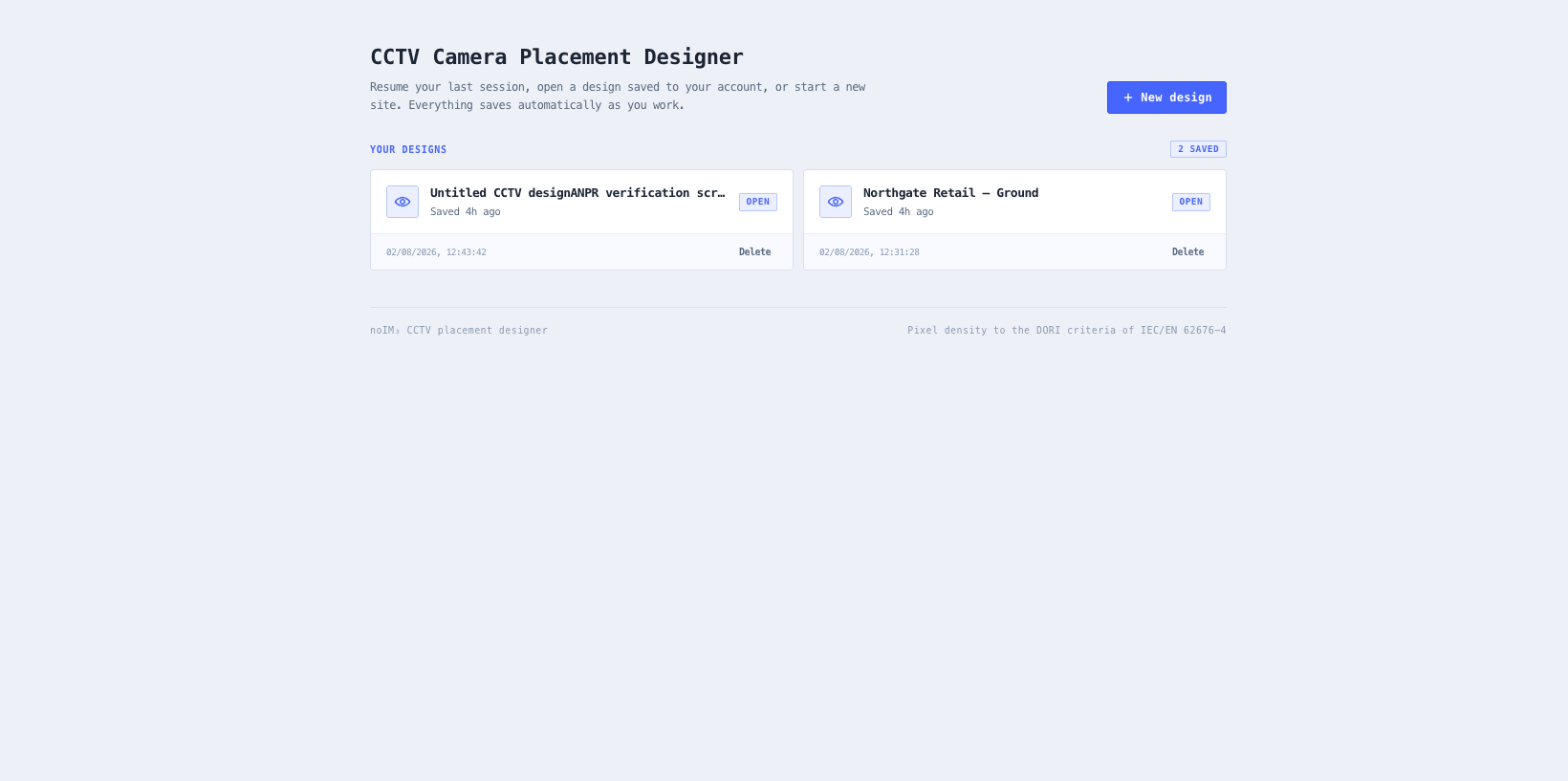 Resume, open a saved design, import a file, or start a new site.